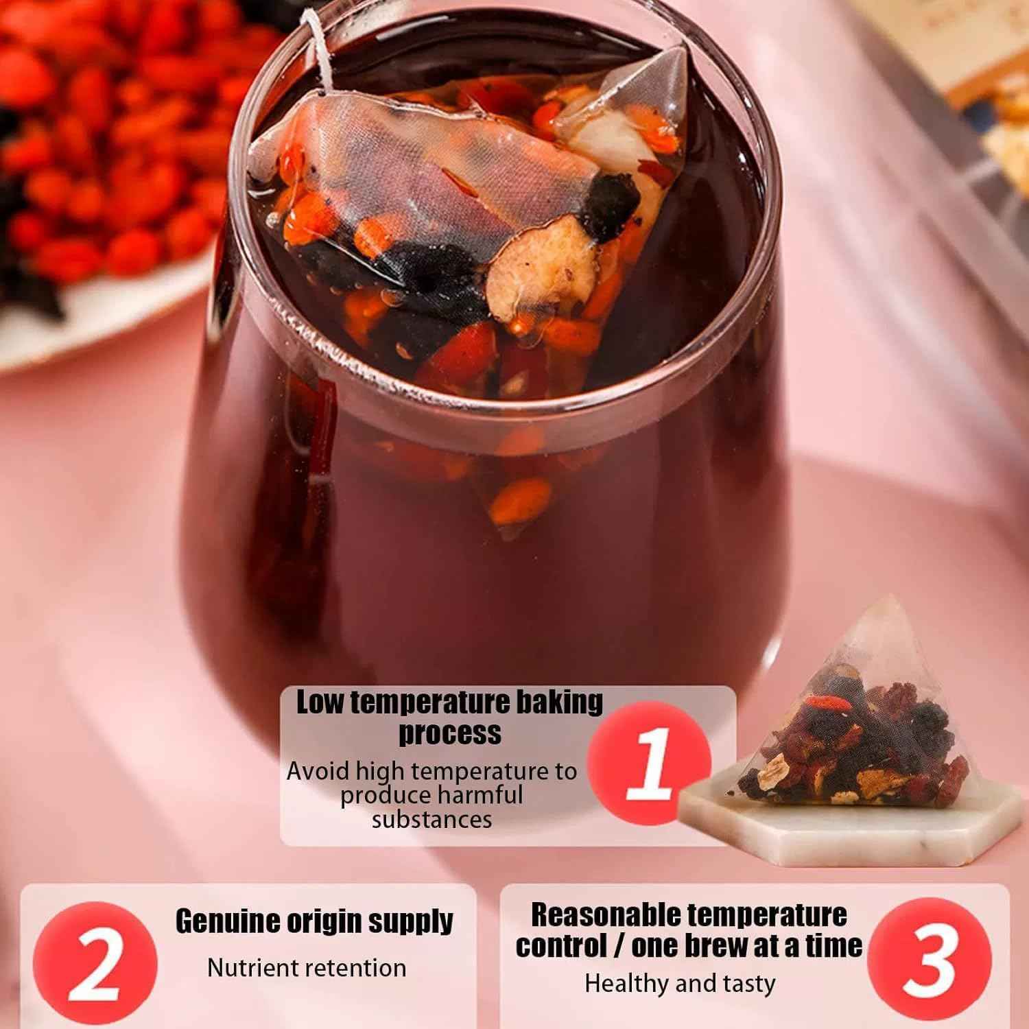 20PCS Kidney Tea Formula Ginseng Six Treasure Tea, Ginseng Six Treasure Tea, Individually Packed 20 Bags, Formula Six Treasure, Liver and Kidney Care
