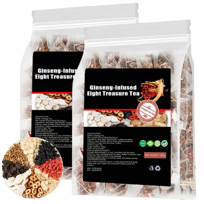 Ginseng-infused Eight Treasure Tea, Kidney Tea formula Ginseng Five Treasure Tea, Red Date Wolfberry Mulberry Health Tea, Han Shan Tang Tea, Kidney Care Tea Bags for Women & Men - 30bags (1)