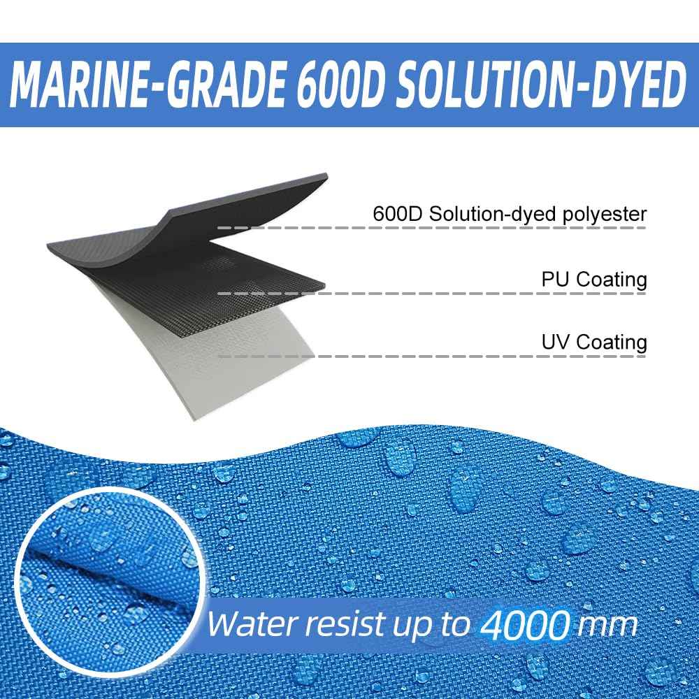 600D Fade and Crack Resistant Trailerable Outboard Motor Cover, Waterproof Boat Motor Covers, Boat Engine Cover with Reflective Strips and Adjustable Strap, Navy(Fits 50-115 HP)
