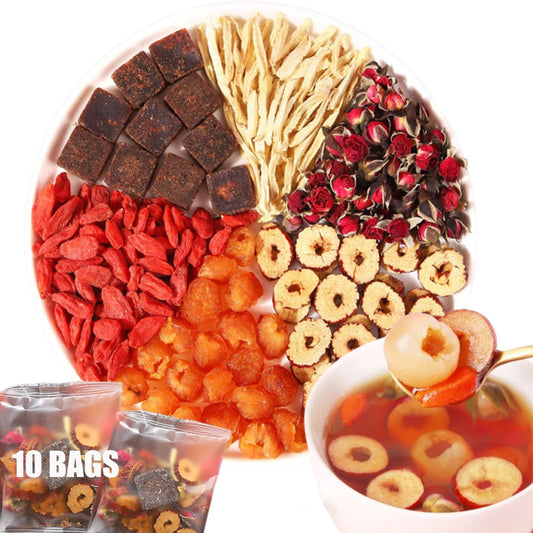 Brown Sugar Ginger Tea,Red Dates Ginger Tea, Jujube Longan Wolfberry Rose Goji Berry 𝐓𝐞𝐚 (10Bags)