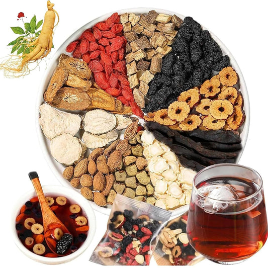 Kidney Ginseng Ten Treasure Tea, Ginseng Six Treasure Tea, 10 Precious Ingredients Formula, Chinese Herbal Kidney Cleanse Traditional Healthy Cleansing Teabags for Men & Women 260g/Box (10Pcs)