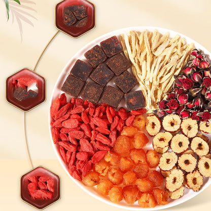 Brown Sugar Ginger Tea,Red Dates Ginger Tea, Jujube Longan Wolfberry Rose Goji Berry 𝐓𝐞𝐚 (10Bags)