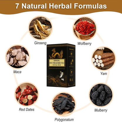 Ginseng Mulberry Herbal Tea, 30 bags Kidney Tea Formula Ginseng Six Treasure Tea, Te Para Limpiar Los Riñones, Organic Liver Support & Kidney Cleanse -Healthy Cleansing for Men & Women (30bag/3boxes)