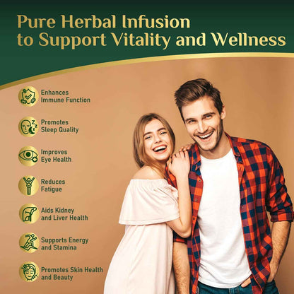 Ginseng Five Treasures Tea Bags - Men Women Kidney Health Chinese Herbal Formula for Natural Detox Cleanse - 7 Cleansing Treasure with Goji Berry Mulberry Wolfberry (25 Bags)