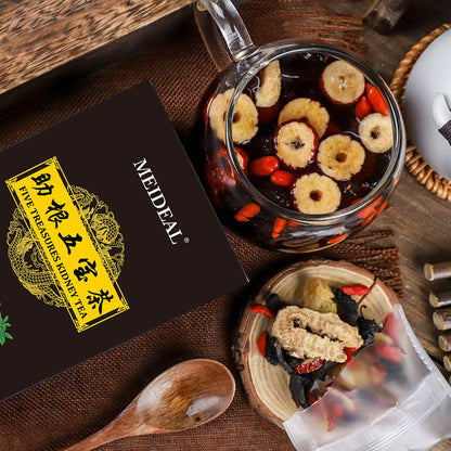 Ginseng Five Treasures Tea Kidney Tea, Ginseng Six TreasureTea, Traditional KidneyTea for Men and Women, 7 Precious Ingredients Formula, Chinese HerbalTea for Kidney (1 Box-10 bags)