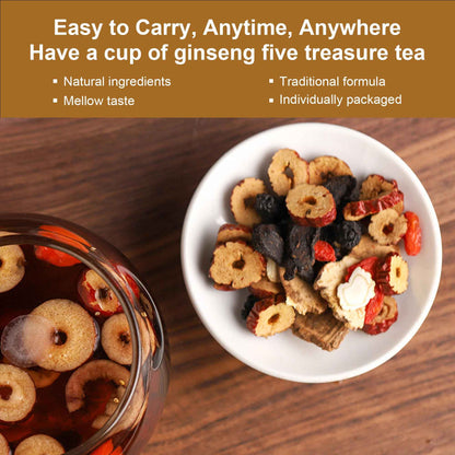 Ginseng Mulberry Herbal Tea, 30 bags Kidney Tea Formula Ginseng Six Treasure Tea, Te Para Limpiar Los Riñones, Organic Liver Support & Kidney Cleanse -Healthy Cleansing for Men & Women (30bag/3boxes)