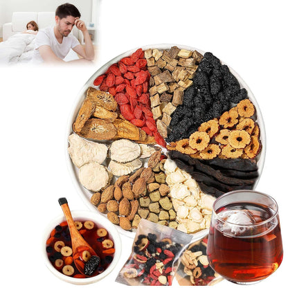 Kidney Tea Formula Ginseng Ten Treasure Tea, 10 Precious Ingredients Formula, Natural Chinese Herbal Organic for Men & Women (20 bags/2Box)