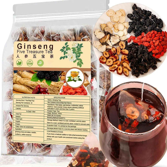 Ginseng Five Treasures Tea - 25Bags Chinese Kidney Wubao Ginseng Tea, te de riñon Saludable Organica (2)