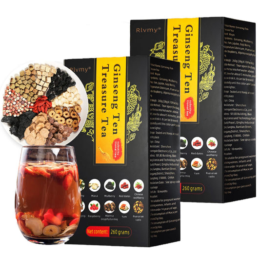 50Pcs Ginseng Ten Treasures Tea, Chinese Traditional Kidney Care Herbal Tea, Natural Kidney Cleanse Detox Tea for Women & Men, 10 Precious Ingredients Formula(50Bags, 600g)